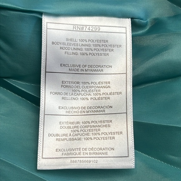 madden girl Short Puffer turquoise, green,/ blue fleece Lined Hood Jacket/Coat M - Picture 10 of 13